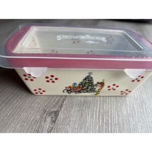Temp-tations by Tara Holiday 12 oz Ceramic Mini Loaf Pan with Lid Christmas Tree